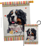 Bernese Cattle Happiness - Pets Nature Vertical Impressions Decorative Flags HG110183 Made In USA