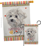 Maltese Happiness - Pets Nature Vertical Impressions Decorative Flags HG110194 Made In USA