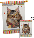 Maine Coon Happiness - Pets Nature Vertical Impressions Decorative Flags HG110195 Made In USA