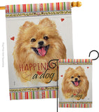 Pomeranian Happiness - Pets Nature Vertical Impressions Decorative Flags HG110206 Made In USA