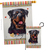 Rottweiler Happiness - Pets Nature Vertical Impressions Decorative Flags HG110214 Made In USA