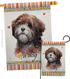 Brown Tibetan Terrier Happiness - Pets Nature Vertical Impressions Decorative Flags HG110229 Made In USA