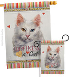 Turkish Angora Happiness - Pets Nature Vertical Impressions Decorative Flags HG110230 Made In USA