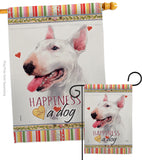 White Bull Terrier Happiness - Pets Nature Vertical Impressions Decorative Flags HG110233 Made In USA