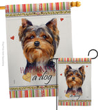 Torkshire Terrier Happiness - Pets Nature Vertical Impressions Decorative Flags HG110234 Made In USA