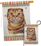 Scottish Fold Happiness - Pets Nature Vertical Impressions Decorative Flags HG110237 Made In USA