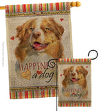 Yellow Australian Shepherd Happiness - Pets Nature Vertical Impressions Decorative Flags HG110240 Made In USA