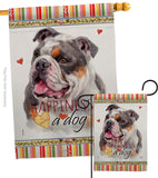 Merle Bulldog Happiness - Pets Nature Vertical Impressions Decorative Flags HG110245 Made In USA