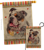 Merle Bulldog Happiness - Pets Nature Vertical Impressions Decorative Flags HG110245 Made In USA