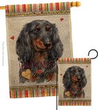 Blue Long Hair Dachshund Happiness - Pets Nature Vertical Impressions Decorative Flags HG110251 Made In USA