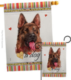 Red German Shepherd Happiness - Pets Nature Vertical Impressions Decorative Flags HG110253 Made In USA