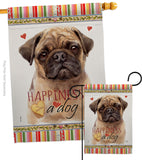 Fawn Pug Happiness - Pets Nature Vertical Impressions Decorative Flags HG110266 Made In USA