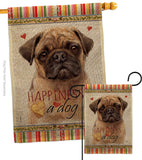 Fawn Pug Happiness - Pets Nature Vertical Impressions Decorative Flags HG110266 Made In USA
