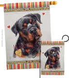Mahogany Rottweiler Happiness - Pets Nature Vertical Impressions Decorative Flags HG110267 Made In USA