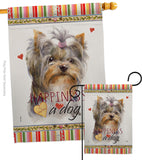 Yorkshire Happiness - Pets Nature Vertical Impressions Decorative Flags HG110271 Made In USA