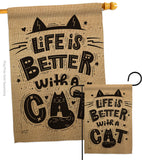 Better With a Cat - Pets Nature Vertical Impressions Decorative Flags HG137230 Made In USA