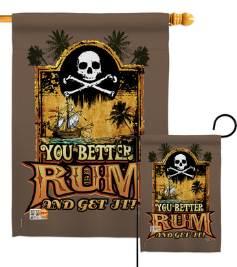 You Better Rum & Get It - Pirate Coastal Vertical Impressions Decorative Flags HG107029 Made In USA