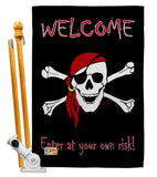 Enter at your own risk - Pirate Coastal Vertical Impressions Decorative Flags HG107045 Made In USA