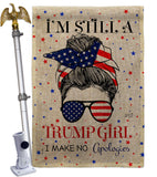 Trump Girl - Patriotic Americana Vertical Impressions Decorative Flags HG130401 Made In USA