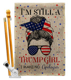 Trump Girl - Patriotic Americana Vertical Impressions Decorative Flags HG130401 Made In USA