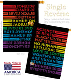 Human Rights - Support Inspirational Vertical Impressions Decorative Flags HG141311 Made In USA