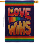 Love Wins - Support Inspirational Vertical Impressions Decorative Flags HG141312 Made In USA