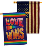 Love Wins - Support Inspirational Vertical Impressions Decorative Flags HG141312 Made In USA