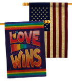 Love Wins - Support Inspirational Vertical Impressions Decorative Flags HG141312 Made In USA