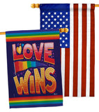 Love Wins - Support Inspirational Vertical Impressions Decorative Flags HG141312 Made In USA