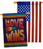 Love Wins - Support Inspirational Vertical Impressions Decorative Flags HG141312 Made In USA