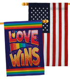 Love Wins - Support Inspirational Vertical Impressions Decorative Flags HG141312 Made In USA