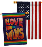 Love Wins - Support Inspirational Vertical Impressions Decorative Flags HG141312 Made In USA