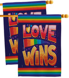 Love Wins - Support Inspirational Vertical Impressions Decorative Flags HG141312 Made In USA