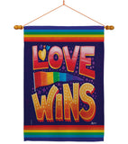 Love Wins - Support Inspirational Vertical Impressions Decorative Flags HG141312 Made In USA