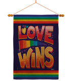 Love Wins - Support Inspirational Vertical Impressions Decorative Flags HG141312 Made In USA