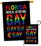 Florida Repeat After Me Gay - Support Inspirational Vertical Impressions Decorative Flags HG141314 Made In USA