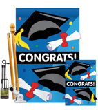 Congrats - School & Education Special Occasion Vertical Applique Decorative Flags HG115048