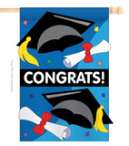 Congrats - School & Education Special Occasion Vertical Applique Decorative Flags HG115048