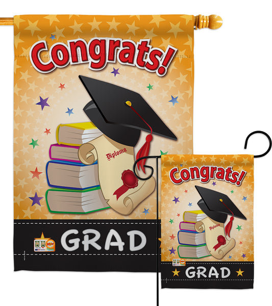 Congrats Grad - School & Education Special Occasion Vertical Impressions Decorative Flags HG115064 Made In USA