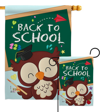 Whoo Back to School - School & Education Special Occasion Vertical Impressions Decorative Flags HG137210 Made In USA