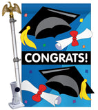 Congrats - School & Education Special Occasion Vertical Applique Decorative Flags HG115048