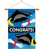 Congrats - School & Education Special Occasion Vertical Applique Decorative Flags HG115048