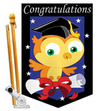 Congratulations - School & Education Special Occasion Vertical Applique Decorative Flags HG115063