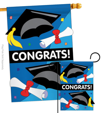 Congrats - School & Education Special Occasion Vertical Applique Decorative Flags HG115048