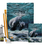 Manatees - Sea Animals Coastal Vertical Impressions Decorative Flags HG107049 Made In USA