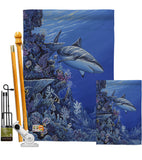 Shark Reef - Sea Animals Coastal Vertical Impressions Decorative Flags HG107050 Made In USA