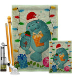 Manatees Christmas - Sea Animals Coastal Vertical Impressions Decorative Flags HG107075 Made In USA