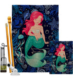 Beautiful Mermaid - Sea Animals Coastal Vertical Impressions Decorative Flags HG137622 Made In USA