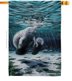 Manatees - Sea Animals Coastal Vertical Impressions Decorative Flags HG107049 Made In USA