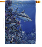 Shark Reef - Sea Animals Coastal Vertical Impressions Decorative Flags HG107050 Made In USA